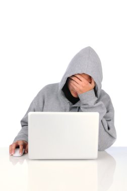 Frustrated Teenage Computer User clipart