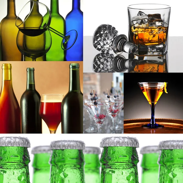 Colagem de bebidas alcoólicas — Fotografia de Stock