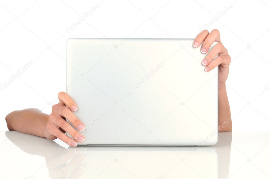 Woman's hands on laptop