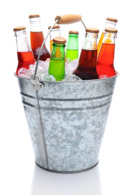 Assorted Soda Bottles in Ice Bucket clipart