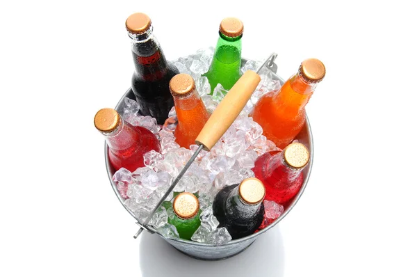 Top Shot Of a Bucket of Soda Bottles — Stock Photo, Image