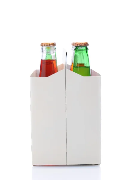 Sex-pack blandade soda flaskor — Stockfoto