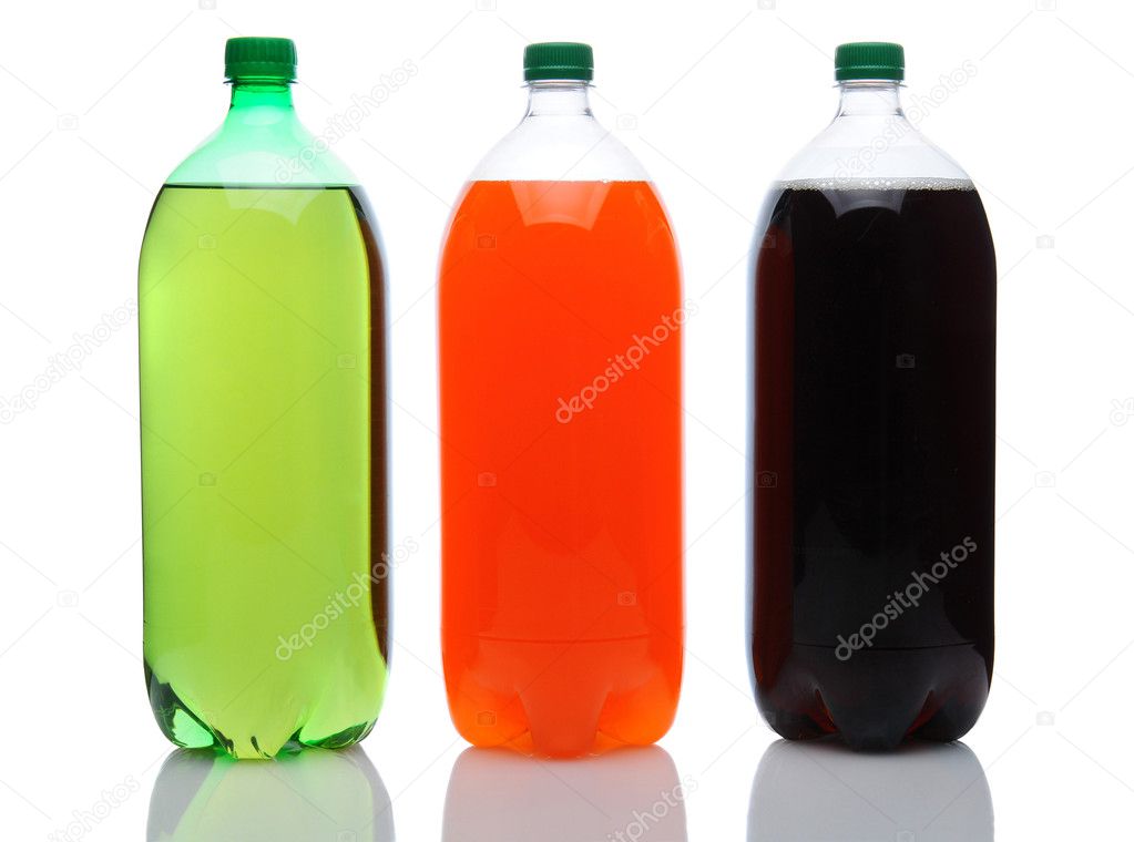 Large Soda Bottles on White