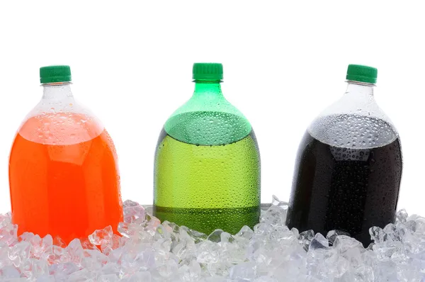 2 Liter Soda Bottles in Ice Royalty Free Stock Photos