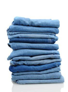 Stack of Blue Jeans on White clipart