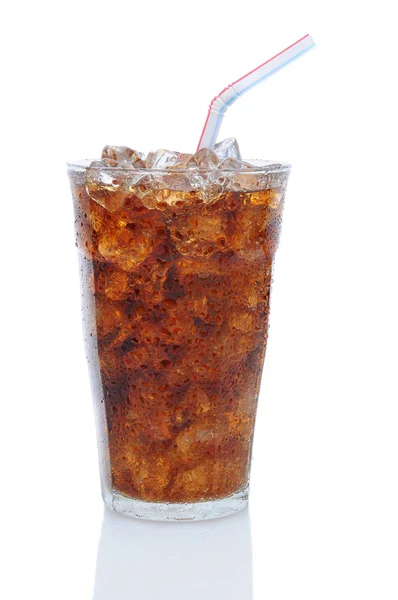 Glas Cola mit Trinkhalm — Stockfoto