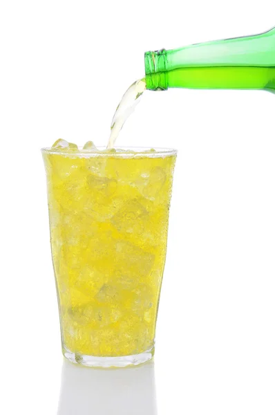 Glass of Lemon Lime Soda with Pour — Stock Photo, Image