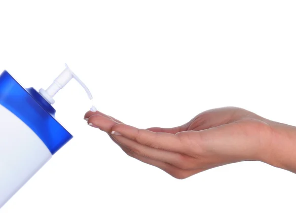 Rękę z drop mleczko — Zdjęcie stockowe