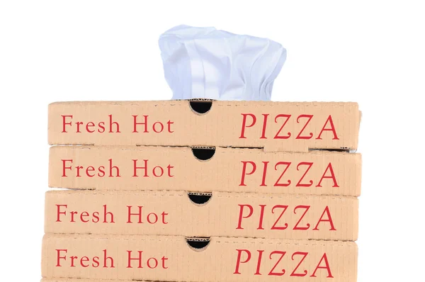 Pizza Boxes with Chef Hat — Stock Photo, Image