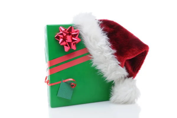 Santa Claus Hat on Present — Stock Photo, Image
