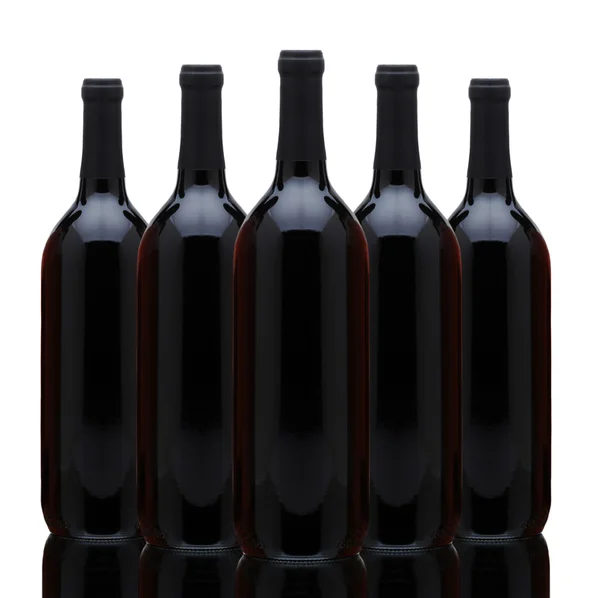 Grupa czerwona butelek wina — Zdjęcie stockowe