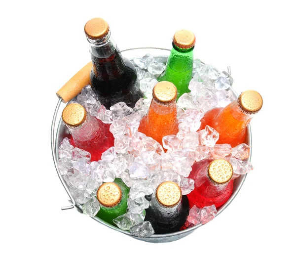 Bucket of Assorted Soda Bottles — Stock Photo, Image