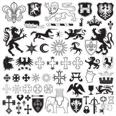Heraldic symbols and crosses clipart