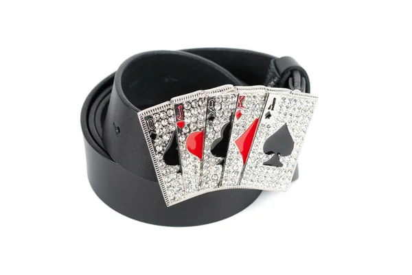 stock image Men's leather cards belt