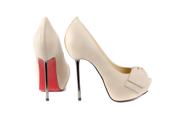 Белая женская обувь — стоковое фото