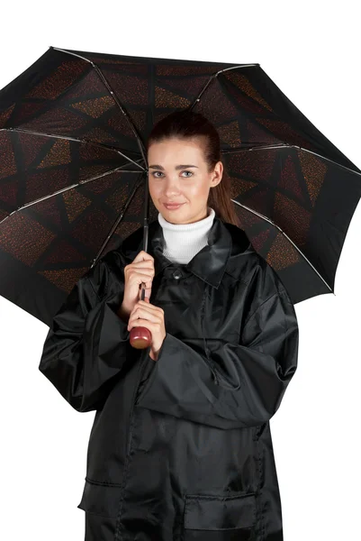 Kvinna i regnjacka — Stockfoto