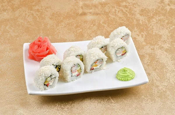 Garnalen sushi roll — Stockfoto
