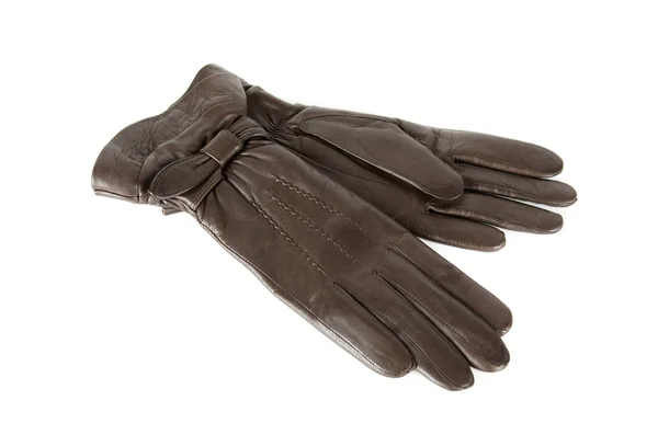 Vrouwelijke bruinleren handschoenen — Stockfoto