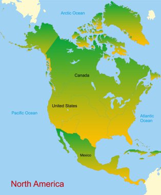 Map of north america continent clipart