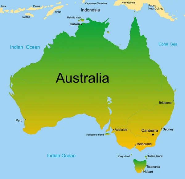 Map of australian continent — Stock Vector