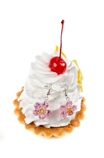 Cupcake en juweel — Stockfoto