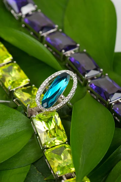 Smycken på gröna blad — Stockfoto