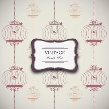 Vintage design with birdcages - eps10 clipart