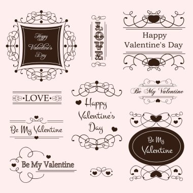 Valentine day decorative labels clipart