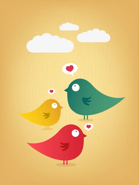 Láska design s ptáky — Stockový vektor