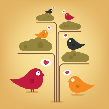 Abstract tree with birds clipart