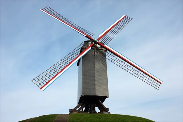风车在比利时布鲁日 免版税图库照片