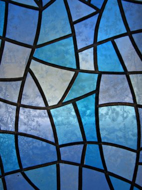 Stained glass background with ice flowers
