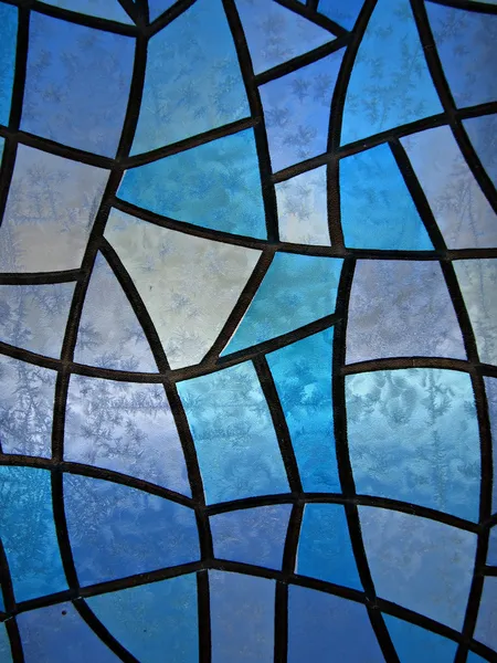 Stained glass background with ice flowers — Stock Photo, Image
