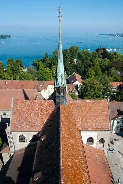 Roof and tower of Constance church and boden lake — Stock Photo, Image