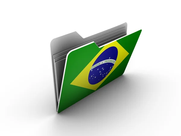 与巴西国旗的文件夹图标 — 图库照片