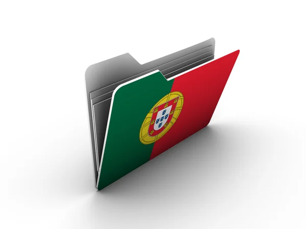 Portekiz bayrağı ile klasör simgesi — Stok fotoğraf