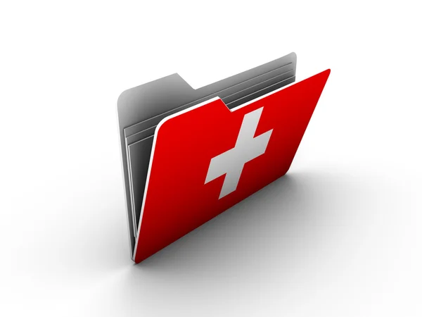 Folder icon with flag of switzerland — Stock Photo, Image