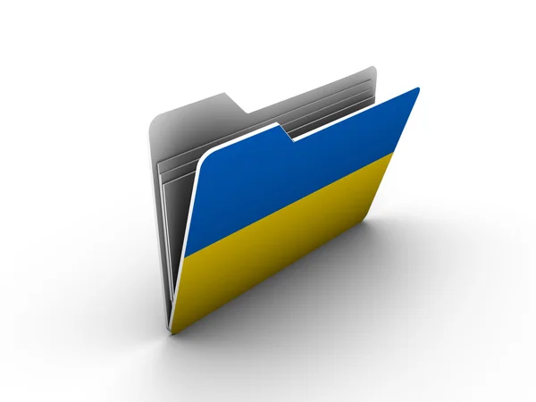 与乌克兰国旗的文件夹图标 — 图库照片