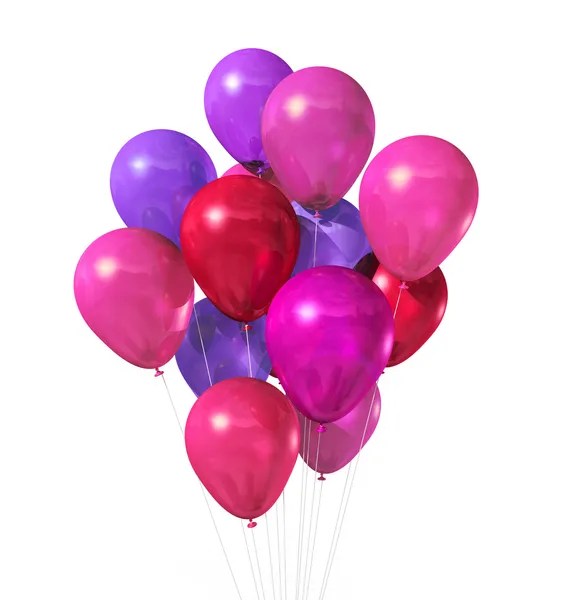 Grupo balões rosa isolado em branco — Fotografia de Stock