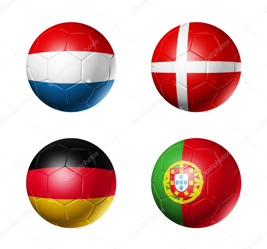 Soccer UEFA euro 2012 cup - group B flags on soccer balls