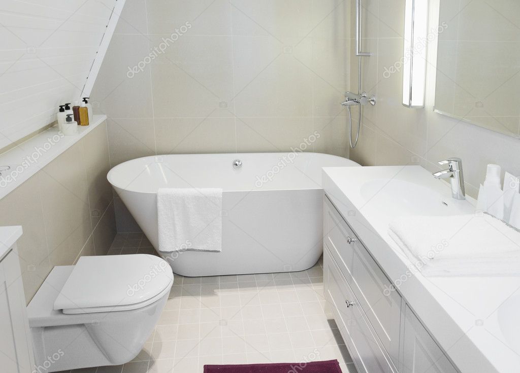 Modern Bathroom Stock Photo By, How To Add A Bathtub Small Bathroom