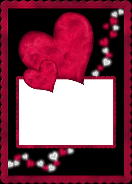 Tarjeta de San Valentín con corazones rojos y blancos — Foto de Stock