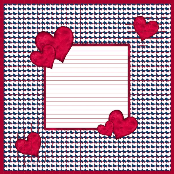 Fondo corazones rojos y blancos con espacio de copia — Foto de Stock