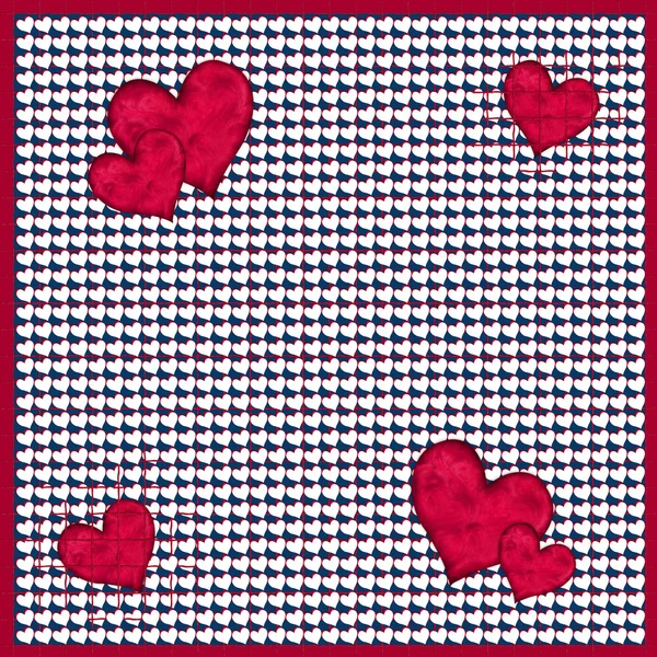 Röda och vita hjärtan mönster — Stockfoto