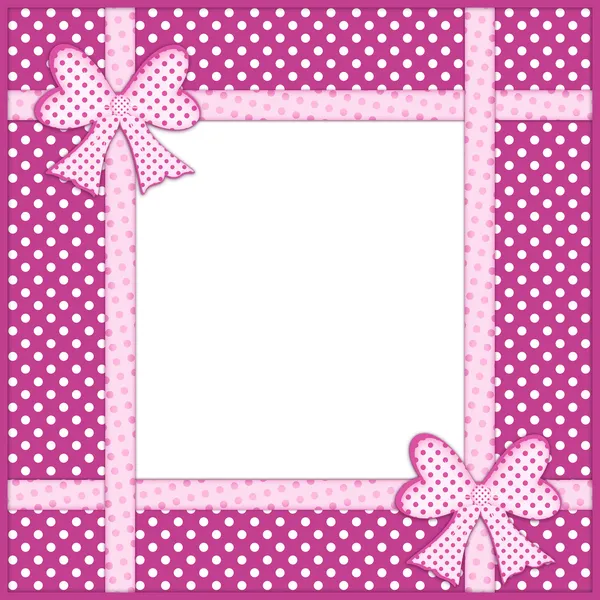 Paarse polka dot achtergrond met cadeau bogen en linten — Stockfoto