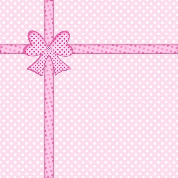 stock image Bow and ribbon on pink polka dot background