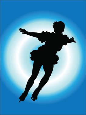 Iceskating silhouette on backgfound clipart