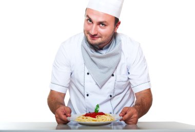 Portrait of a chef preparing dinner clipart