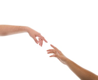 Photograph of a reaching hands together clipart