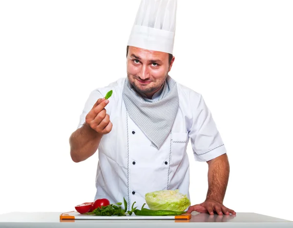 Retrato de um chef preparando o jantar — Fotografia de Stock